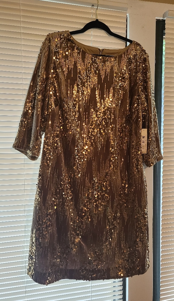 Eliza J Gold Sequin & Velvet Dress